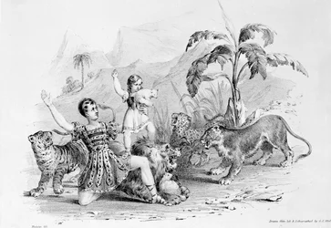 Isaac van Amburgh som tämjer Leon