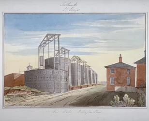 Vy över gasverket på Pocock Street, Southwark, London, 1826