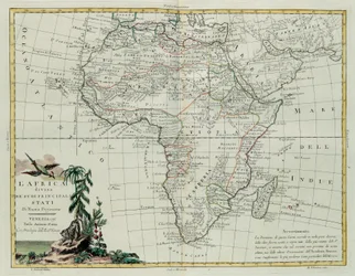 Afrika uppdelat i sina huvudstater, gravyr av G. Zuliani hämtad från Tome I of the Newest Atlas publicerad i Venedig 1776 av Antonio Zatta, Privat samling
