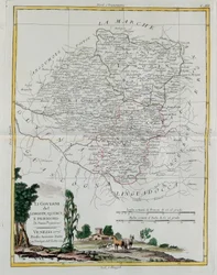 Styrning av Limosin, Quercy och Perigord, gravyr av G. Zuliani hämtad från Tome I of the Newest Atlas publicerad i Venedig 1776 av Antonio Zatta, Privat samling