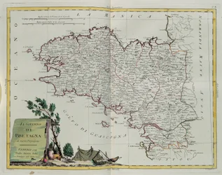Bretagneviken, gravyr av G. Zuliani hämtad från Tome I of the Newest Atlas publicerad i Venedig 1777 av Antonio Zatta, Privat samling