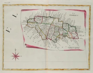 Jamaica, gravyr av G. Zuliani hämtad från Tome I av "Newest Atlas" publicerad i Venedig 1778 av Antonio Zatta, Privat samling