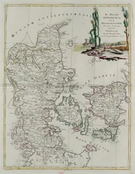 Konungariket Danmark med hertigdömet Slesvik, gravyr av G. Zuliani hämtad från Tome III i "Nyaste Atlas" publicerad i Venedig 1781 av Antonio Zatta, Privatsamling