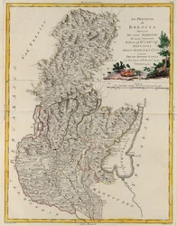 Landområde i delstaten Veneto: Brescia, gravyr av G. Zuliani hämtad från Tome II av "Nyaste Atlas" publicerad i Venedig 1783 av Antonio Zatta, Privat samling