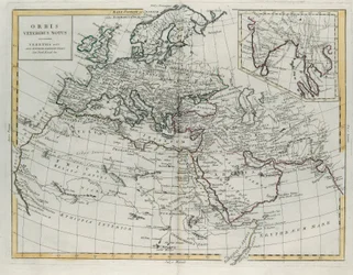 Värld känd för de gamla, gravyr av G. Zuliani hämtad från Tome IV av den nyaste atlasen publicerad i Venedig 1785 av Antonio Zatta, Privat samling
