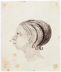 Huvud av en västafrikansk kvinna, ca 1775 (akvarell)
