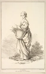 Contadina, från Samling av olika utländska figurer Uppfunnen av F. Boucher P...., 1700-talet.