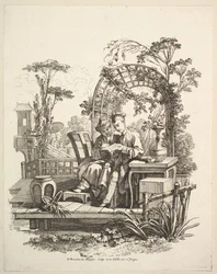 Man och kvinna som läser, ca. 1742.