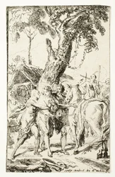 The Escape of M. de Belle-Isle, Prisoner in the Attakapas, skylt fyra från Les Nouveaux Voyages aux Indes Occidentales
