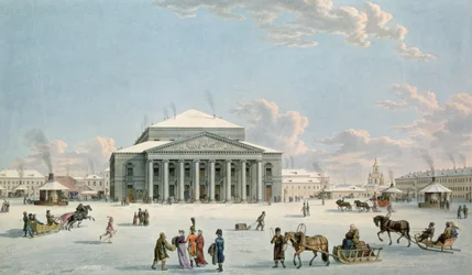 Bolsjojteatern, S:t Petersburg av Gabriel eller Matthias Lory, ca 1800, efter en målning av Johann Georg de Mayr, ca 1790 (gravyr)
