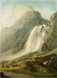 Berglandskap med vattenfall