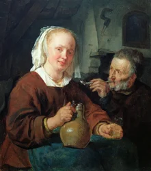 En man och en kvinna på vin