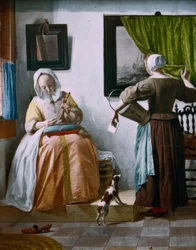 G. Metsu, dam som läser ett brev och tjänsteflicka