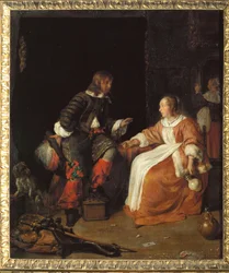 Lady och officer (olja på duk)