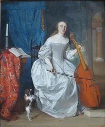 Kvinna spelar viola de gamba