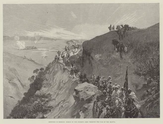 Skisser i Marocko, mars av sultanens armé genom passet av Mlouia