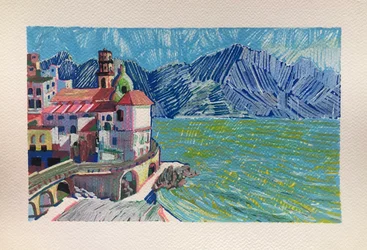 Capri, Italien, 2023 (akryl på papper)