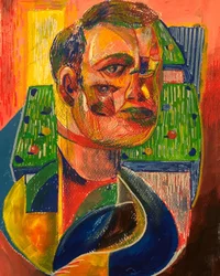 The Pool Player, 2021 (akryl på papper)