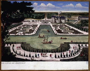 Kanal av Chantilly gods - gravyr av Perelle