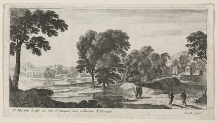 Landskap med figurer.