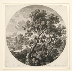 Landskap med två resenärer och ett slott; och Herdsman, Sheep and Cattle in a Landscape, från en uppsättning av sex landskap
