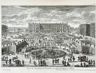 Utsikt över Chateau de Versailles från sidan av vattenbädden - av Perelle, sent 1600-tal