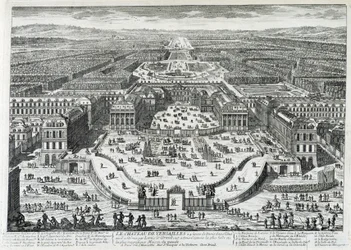 Utsikt över hedersgården i Chateau de Versailles - av Perelle, sent 1600-tal