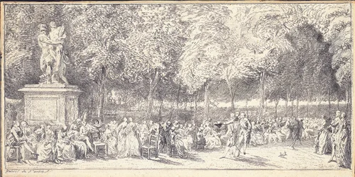 Ett möte i Tuilerierna kring en staty, 1760
