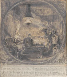 Konung Christian VII:s besök på Det kgl. Franska konstakademin i Paris, 8 nov. 1768.