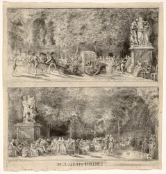 Scener från Tuilerierna: Stolarna och vattenvagnen, 1760, retuscherad 1763