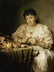 Ernestine von Max, konstnärens fru, skalar svamp