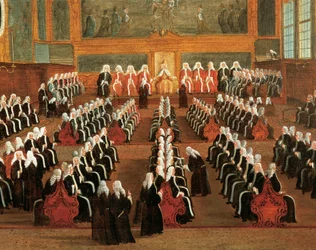 Styrelsen för Pregadi i Ducal Palace, av Gabriele Bella (1730-1799), Detalj