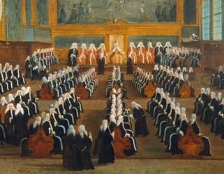 Council of Pregadi, av Gabriel Bella (1730-1799), olja på duk, 96x149 cm