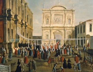 Doge och herrar i kyrkan San Rocco på heliga dagen, av Gabriel Bella (1730-1799) Olja på duk, 92,5x145,5 cm, detalj