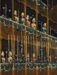Lunch på teatern San Beneto som doge bjöd ut till ära för prinsarna i norr, Venedig, av Gabriel Bella (1730-1799) Olja på duk, detalj