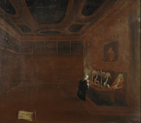 Högsta domstolen för de Forty eller Council of the Forty, detalj (Venedig, Högsta domstolen i Quarantia. Detalj) - Målning av Gabriele Bella (ca 1730-1799). Venedig, Querini Stampalia Foundation