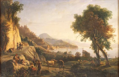 Italien, vägen till Amalfi nära Cetara Tower (olja på duk)