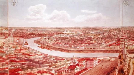 Panorama över Moskva, föreställande Moskvafloden, 1819 (wc på papper) (se 170139-170146)