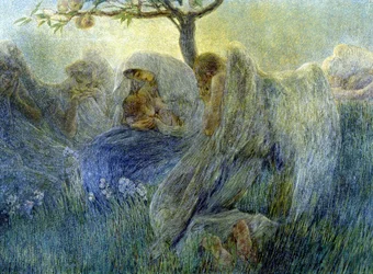 Moderskap, målning av Gaetano Previati