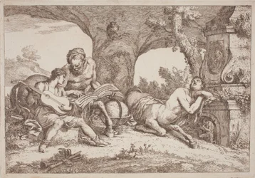 Chiron lär ut musik till Achilles