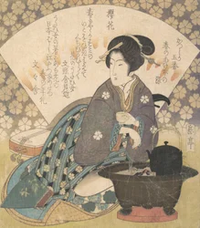 Courtesan som dricker te, ca. 1830.