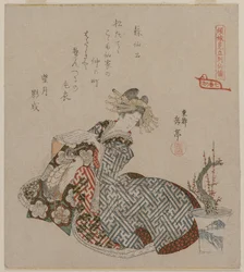 Courtesan Reading Beside a Potted Plum Tree, från serien Seven Courtesans Compared to Daoist Immortals
