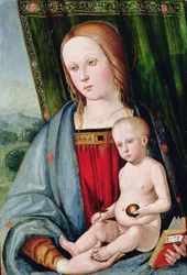Jungfru och barn, efter 1494 (tempera med oljeglasyr på panel)