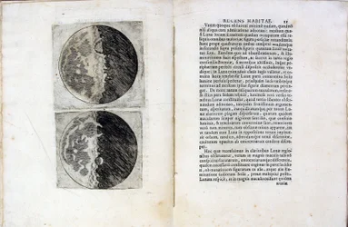 Blad av bok Sidereus Nuncius Sidereal Messenger av Galileo Galilei, 1610