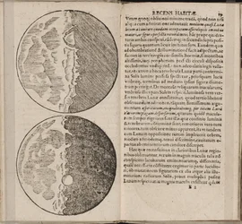 Blad av bok Sidereus Nuncius Sidereal Messenger av Galileo Galilei, 1610