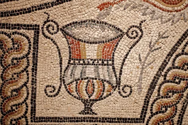 Mosaik med fiskar, detalj