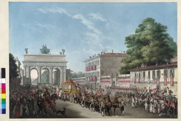 Kejsar Frans I:s intåg i Milano den 10 maj 1825 (akvatint)