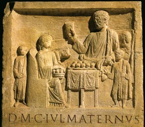 Relief som visar högtid, romersk civilisation