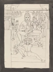 En annan representation av berättelsen om Mahadev betesmark och rund