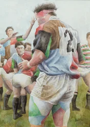 Rugbymatch: Harlequins mot Northampton, Brian Moore vid inkastet, 1992